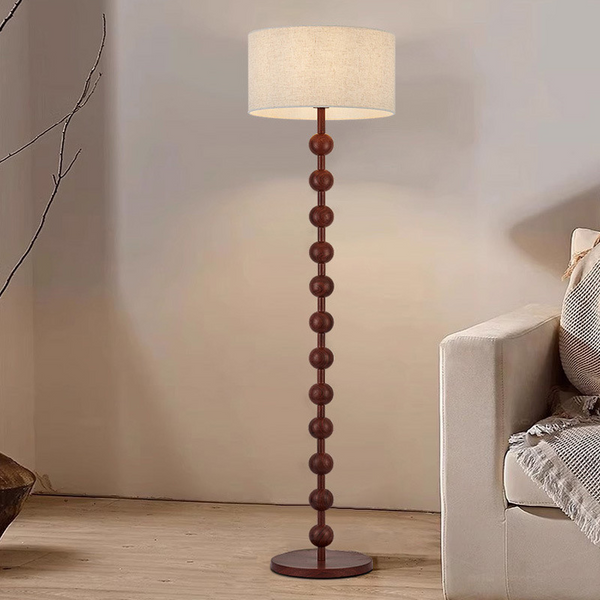 Drewniana lampa podłogowa Japandi
