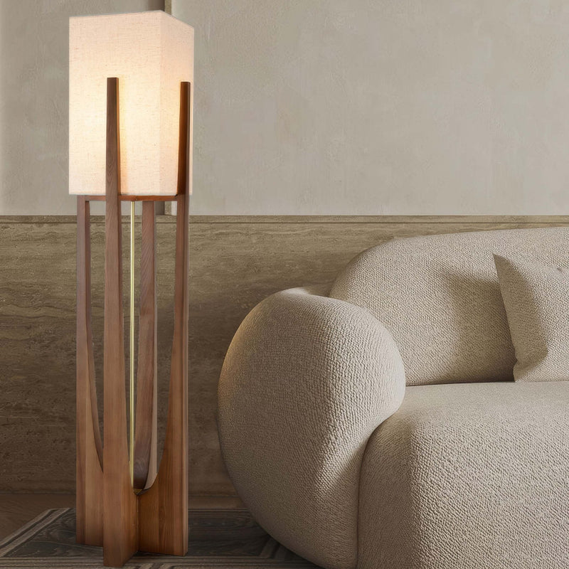 Japońska lampa podłogowa z orzecha włoskiego Prosta lampa z litego drewna