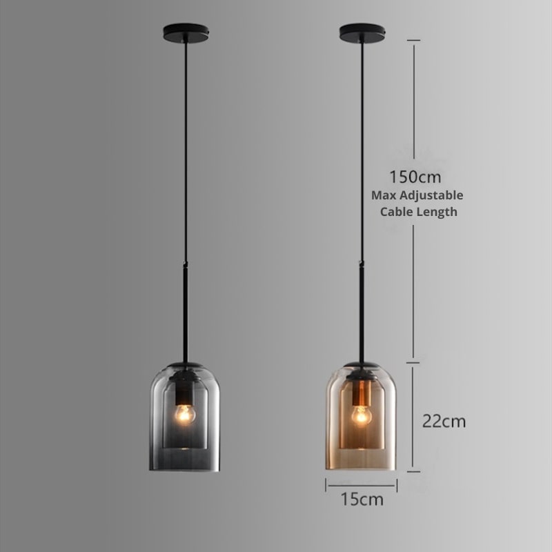 Lampy wiszące Mica Mid-Century z podwójnym szkłem