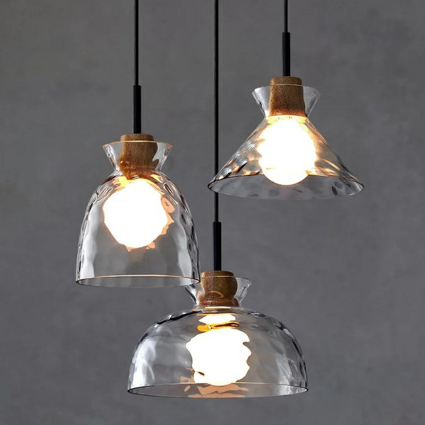 Art Ripple szklana lampa wisząca drewniana lampa wisząca
