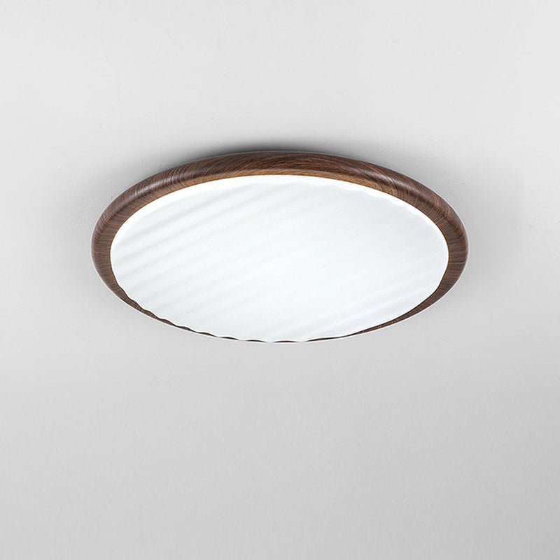 Rund Träplisserad Led-Taklampa För Sovrum