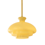 Lampa wisząca Bauhaus wykonana z kremowo-żółtego szkła