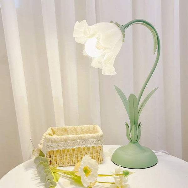 Vintage Justerbar Bordslampa Med Blommor