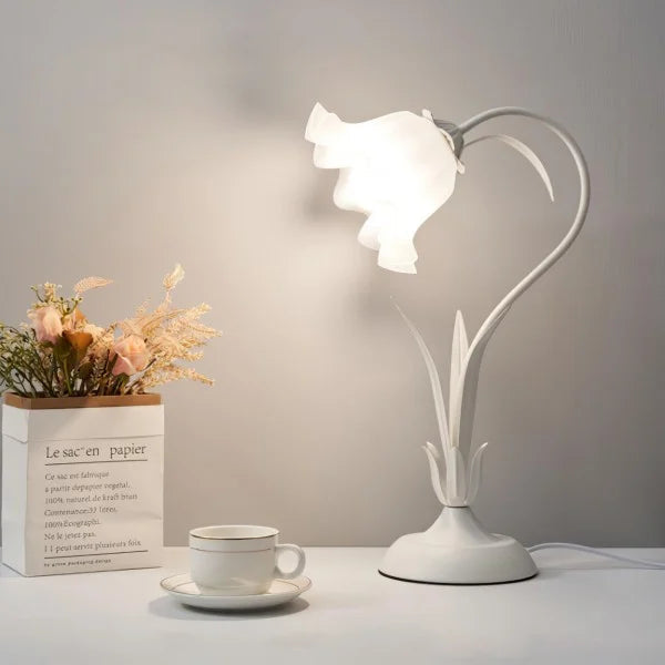 Vintage Justerbar Bordslampa Med Blommor