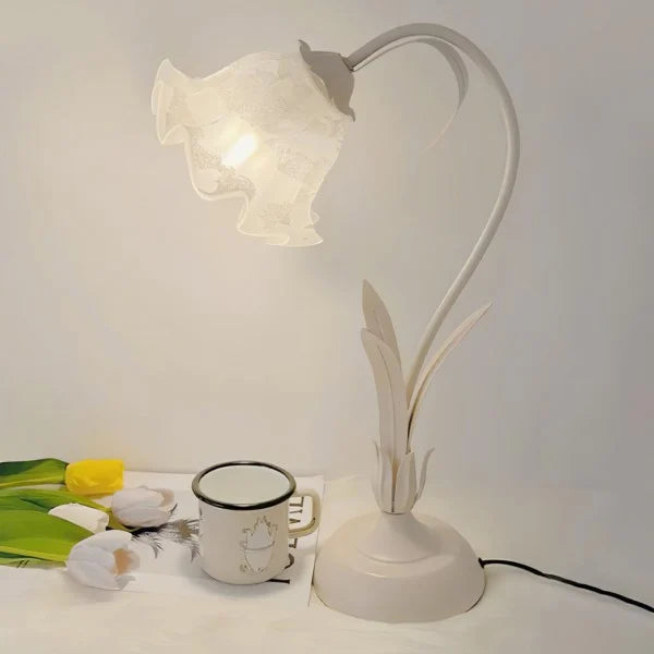 Vintage Justerbar Bordslampa Med Blommor