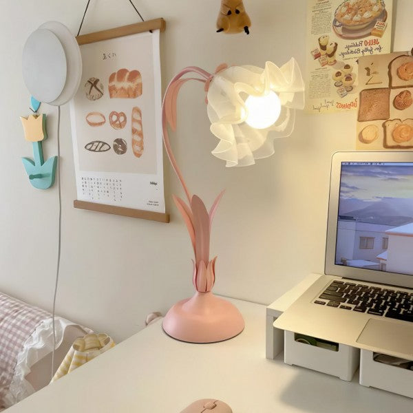 Vintage Justerbar Bordslampa Med Blommor