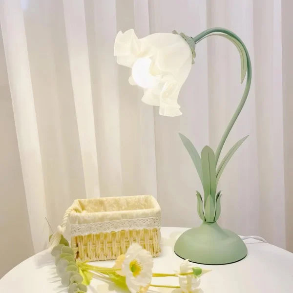 Vintage Justerbar Bordslampa Med Blommor