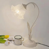 Vintage Justerbar Bordslampa Med Blommor