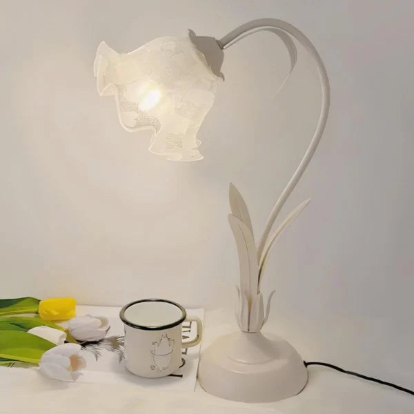 Vintage Justerbar Bordslampa Med Blommor
