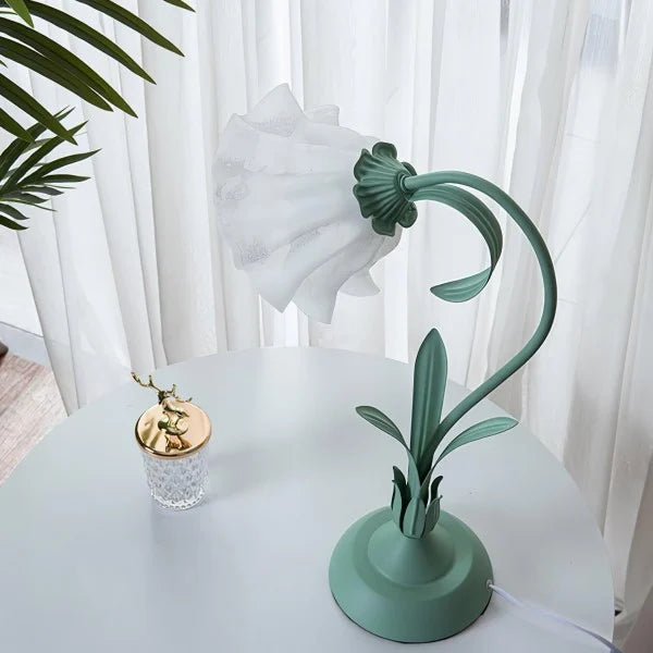 Vintage Justerbar Bordslampa Med Blommor