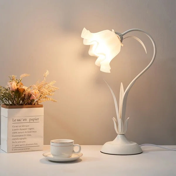 Vintage Justerbar Bordslampa Med Blommor