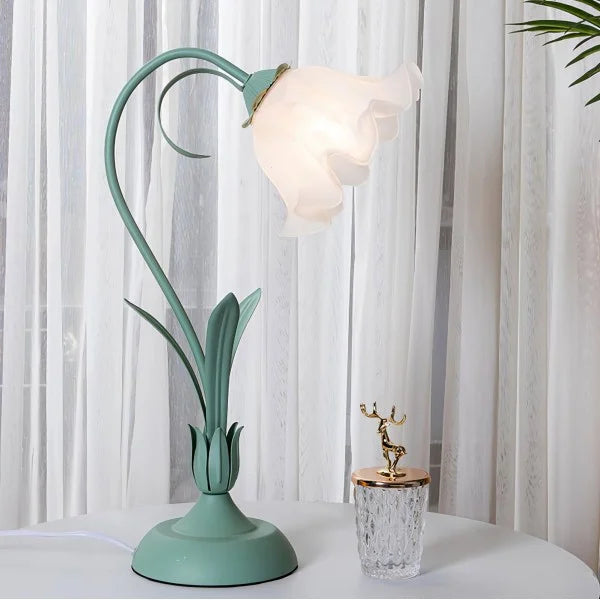 Vintage Justerbar Bordslampa Med Blommor