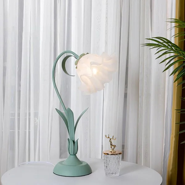 Vintage Justerbar Bordslampa Med Blommor