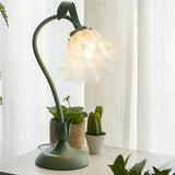 Vintage Justerbar Bordslampa Med Blommor