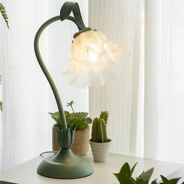 Vintage Justerbar Bordslampa Med Blommor