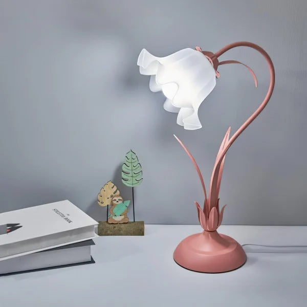 Vintage Justerbar Bordslampa Med Blommor