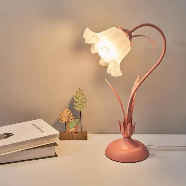 Vintage Justerbar Bordslampa Med Blommor