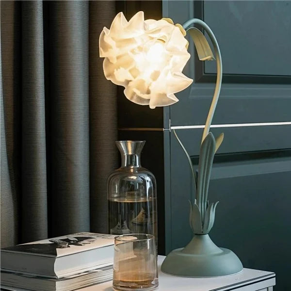 Vintage Justerbar Bordslampa Med Blommor