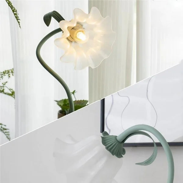 Vintage Justerbar Bordslampa Med Blommor