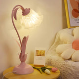 Vintage Justerbar Bordslampa Med Blommor