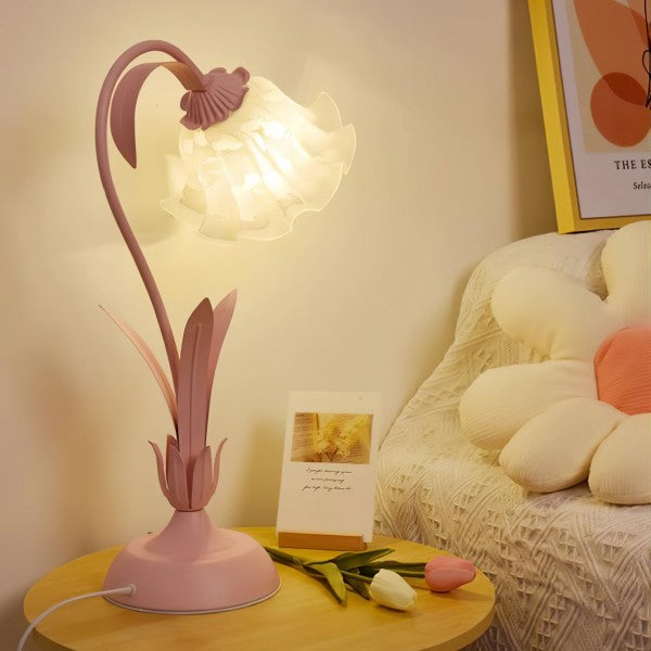 Vintage Justerbar Bordslampa Med Blommor