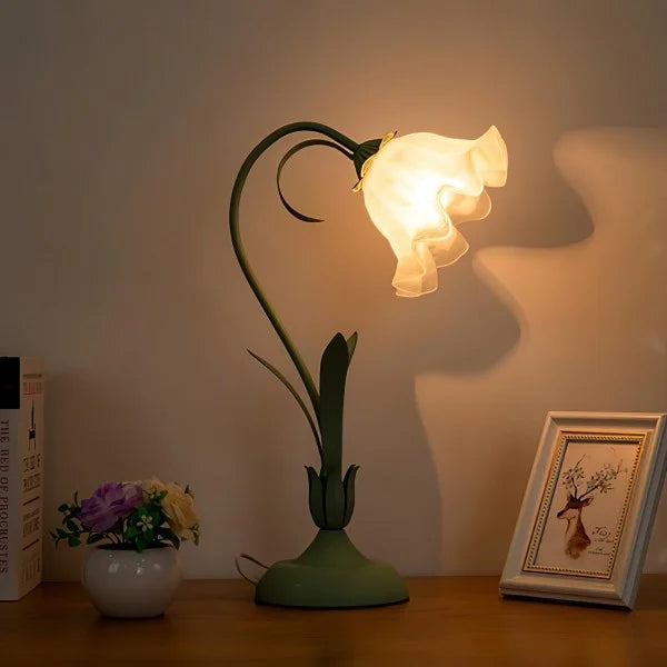 Vintage Justerbar Bordslampa Med Blommor