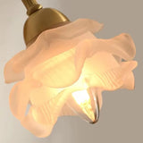 Vintage Vägglampa I Koppar Med Blomblad Av Glas