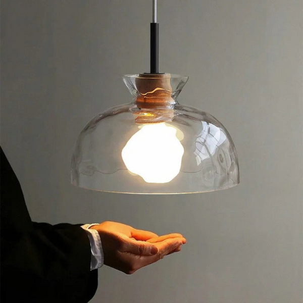 Art Ripple szklana lampa wisząca drewniana lampa wisząca