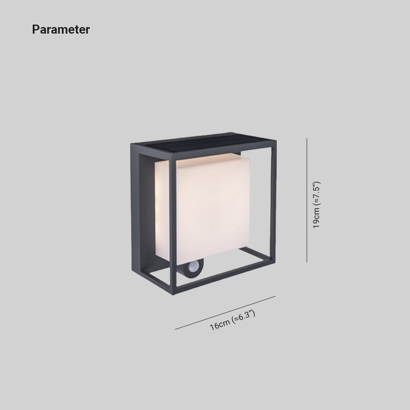 Nowoczesny prostokątny czujnik akrylowy zasilany energią słoneczną Wodoodporna zewnętrzna lampa ścienna IP65