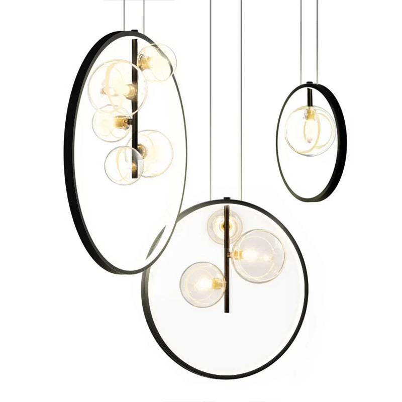 Szklane lampy wiszące Nordic Bubble z pierścieniem