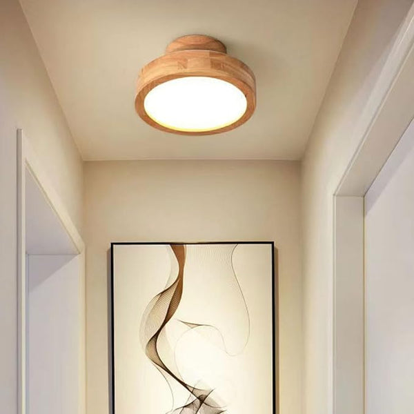 Nowoczesna lampa sufitowa LED wykonana z drewna